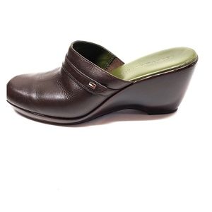 Tommy Hilfiger Logo Leather Mule Slides w/ Heel